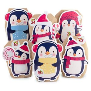 Adventskalender zum Befüllen Pinguin 24 Kraftpapiertüten